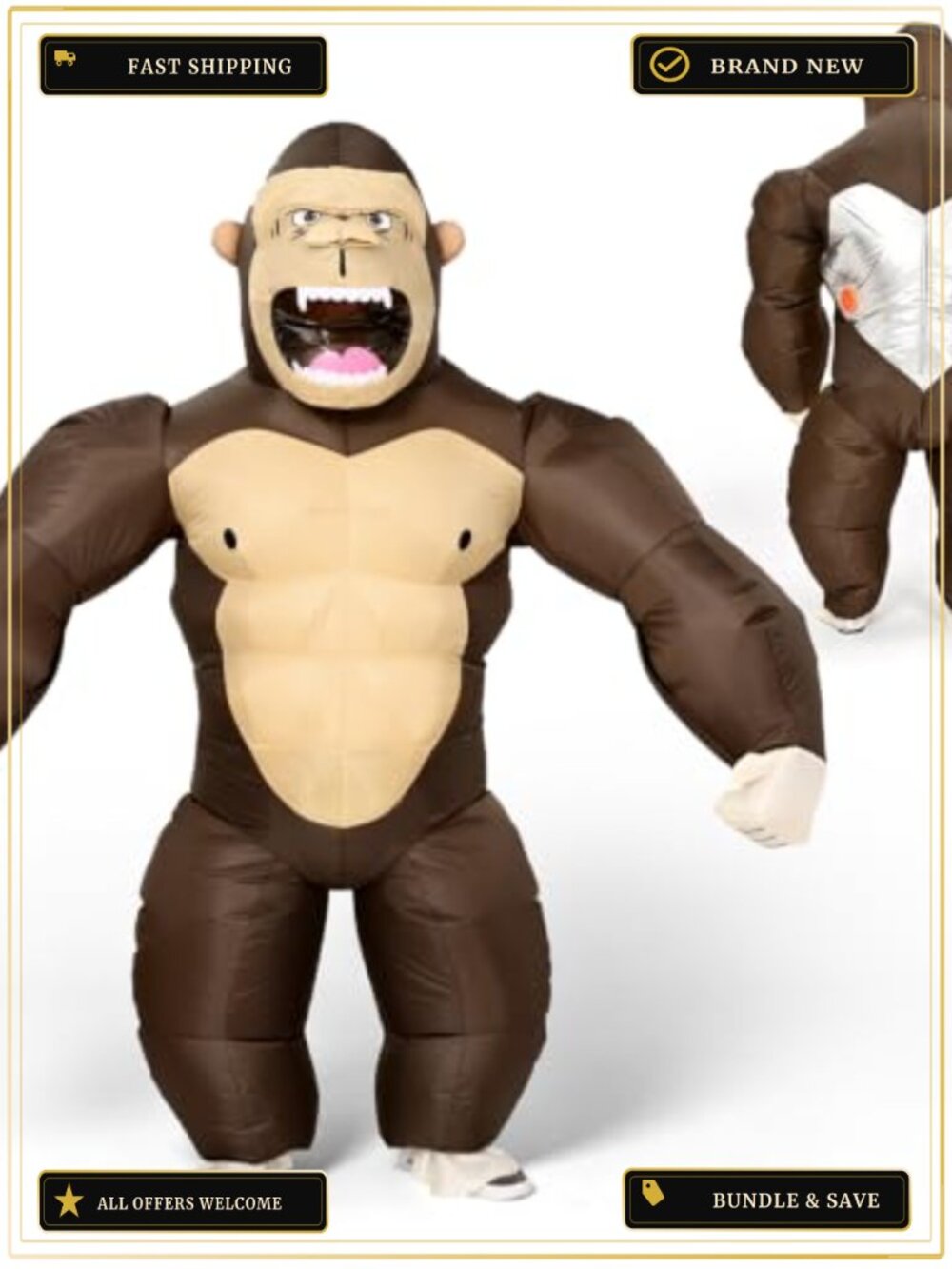 Inflatable Gorilla Costume Adult Blow Up Halloween Cosplay